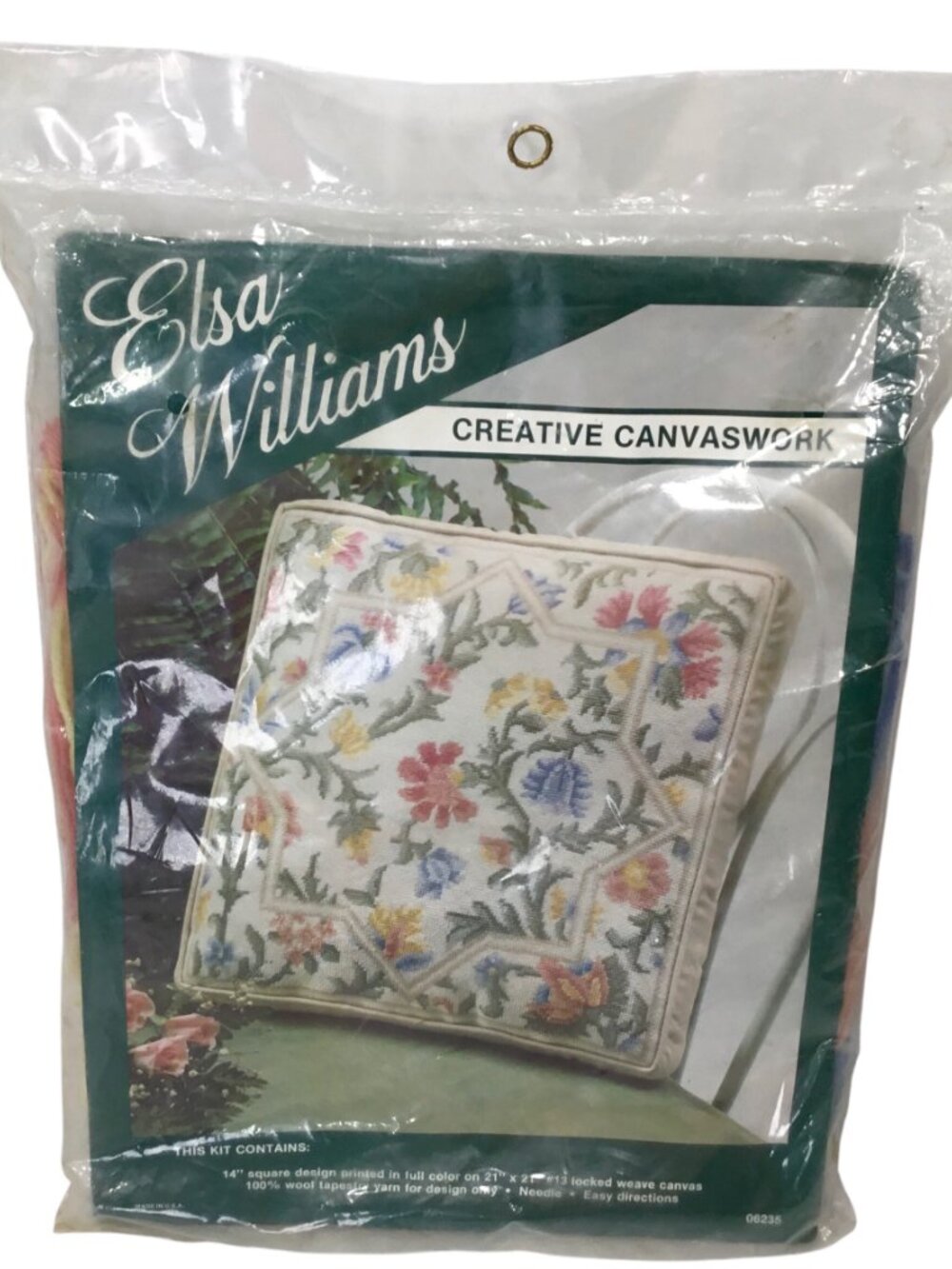 Elsa Williams Needlepoint Kit 06235 NIP Vintage 14" square 13 Mesh Canvas Floral